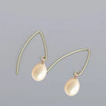 AAA Grade 8 mm Rice Pearl 925 Silver Earring With Real 18ct Gold Plating  100% Nature Freshwater Pearl .