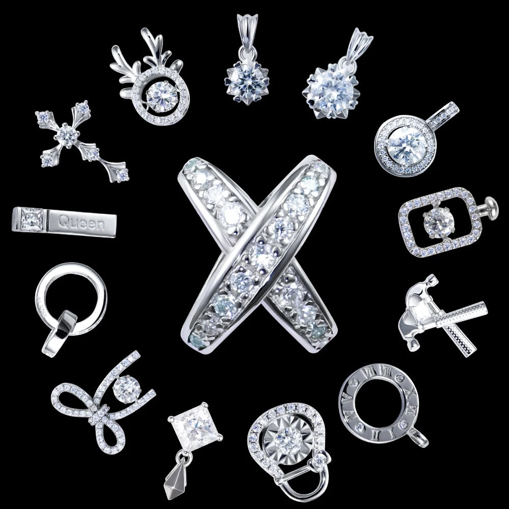 2023 Fine Jewelry 925 Silver Round Four Leaf Clover Heart Flower Cross Vvs Diamond  Moissanite Pendants for Necklace