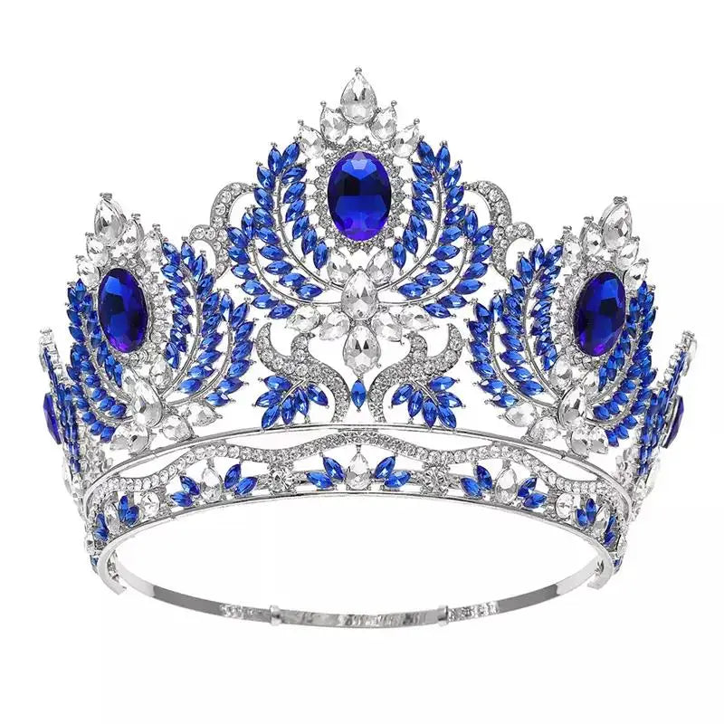 ROMANTIC New Big Colored Crystal Beauty Pageant Queen Crowns Bridal Wedding Tiara