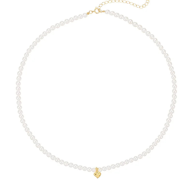 Fashion Jewelry Necklace Set 925 Sterling Silver Pendant Necklace Pearl Heart 18K Gold Plated Necklaces Women