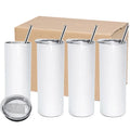 Personalized Double Wall Stainless Steel Skinny White Sublimation Blanks 20 oz Tumblers with Lid and Straw