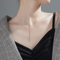 100% Real 925 Sterling Silver One Bar Charm Y Shape Lariat Necklaces for Girls Party Gifts