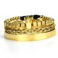 Wholesale Gold Bangle Bracelet Set Copper Crown Stainless Steel Pineapple Bead Roman Braided Bracelets