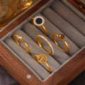 Fashion Cubic Zirconia Thin Ring Jewelry Women 18K Gold Plated Inlaid Zircon Stainless Steel Wedding Engagement Rings