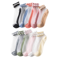 Wholesale Elastic Hot Selling Ankle Custom Design Women Crystal  Sheer Short Pearl Stockings Socks