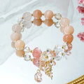 Wholesale Candy Color Stone Flower Leaf Pendant Crystal Bracelet for Girls Fashion Jewelry Cute Beaded Bracelets for Women