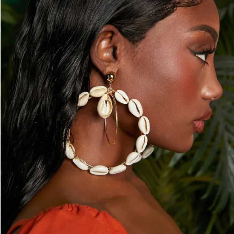 Bohemian Shell Pendant Earrings Sea Beach Resort Ins Shell Earrings Oversize Drop Earring