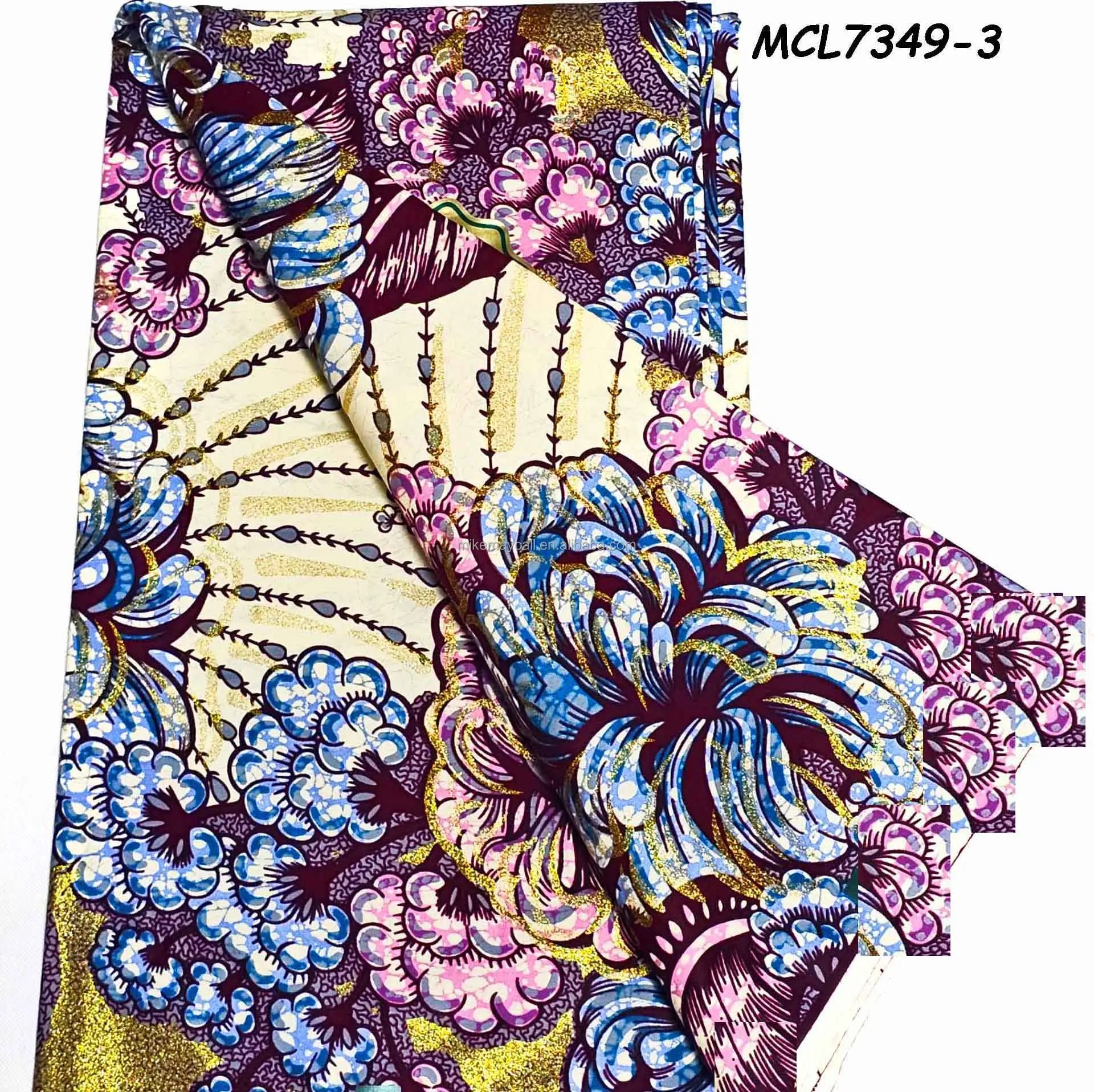 Mikemaycall Ankara Real Wax Prints Fabric African Fabrics Wax Super Glitter Grand Wax Lace