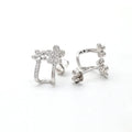 Simple Open Flower Stud Earrings 18K Gold Plated Cubic Zircon Oxide Earrings Women 925 Sterling Silver