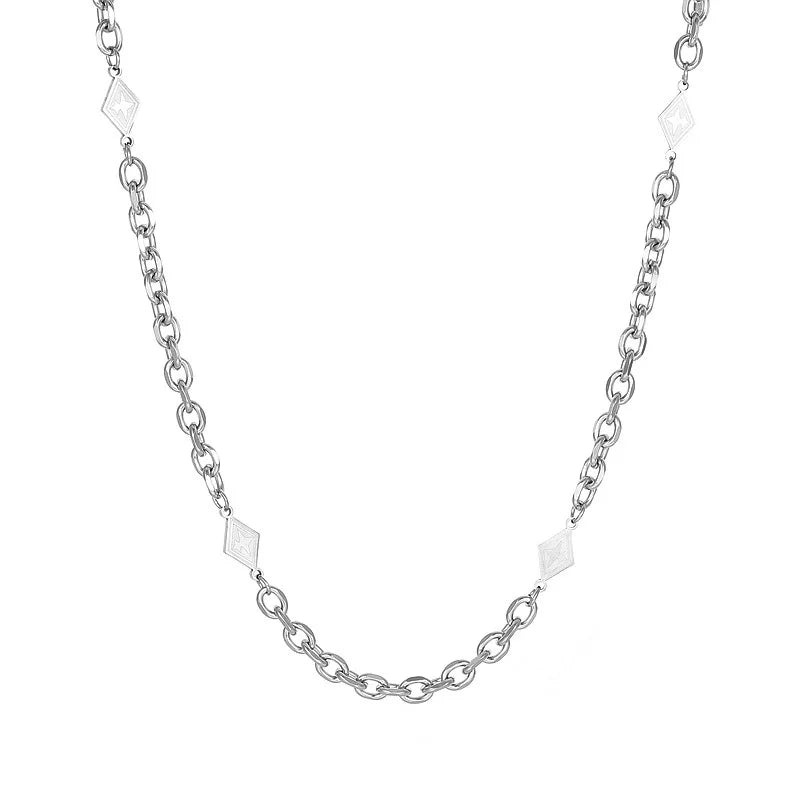 Hiphop Men Titanium Carving Geometric Necklace Stainless Steel Chain Statement Necklace Women Gothic Jewelry