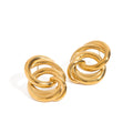 J&D Vintage Modern Minimalist 18K Gold Stainless Steel Trendy Geometric Stud Jewelry Fashionable Line Earrings Hoop Earings