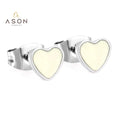 Ason New Arrival 18k Gold Plated Heart Shape White Seashell love Female Niche Design Jewelry Piercing Stud Earrings