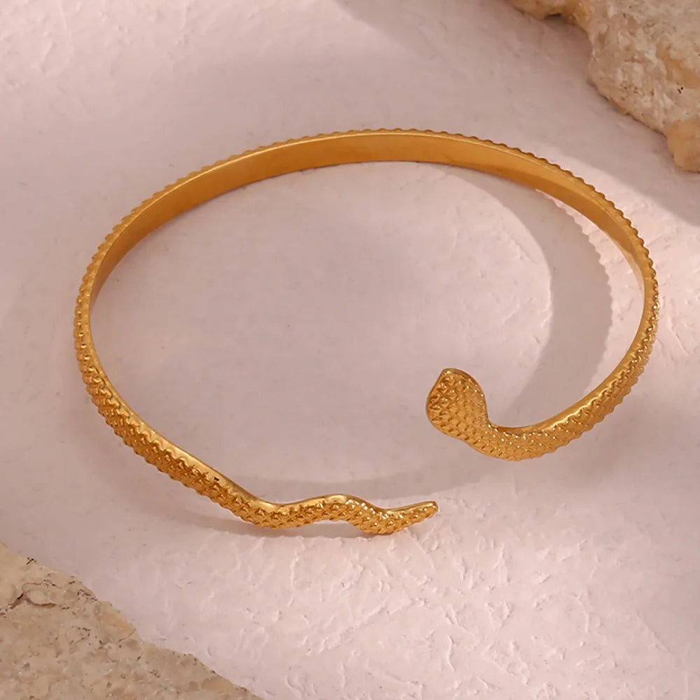 Drop Shipping Products 2023 Adjustable Snake Bangle Tarnish Free 18K Gold Plated Stainless Steel Jewelry