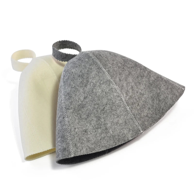 Eco-Friendly Custom Embroidered Australian Wool Felt Sauna Hat with One-Piece Design for Steam Room Use