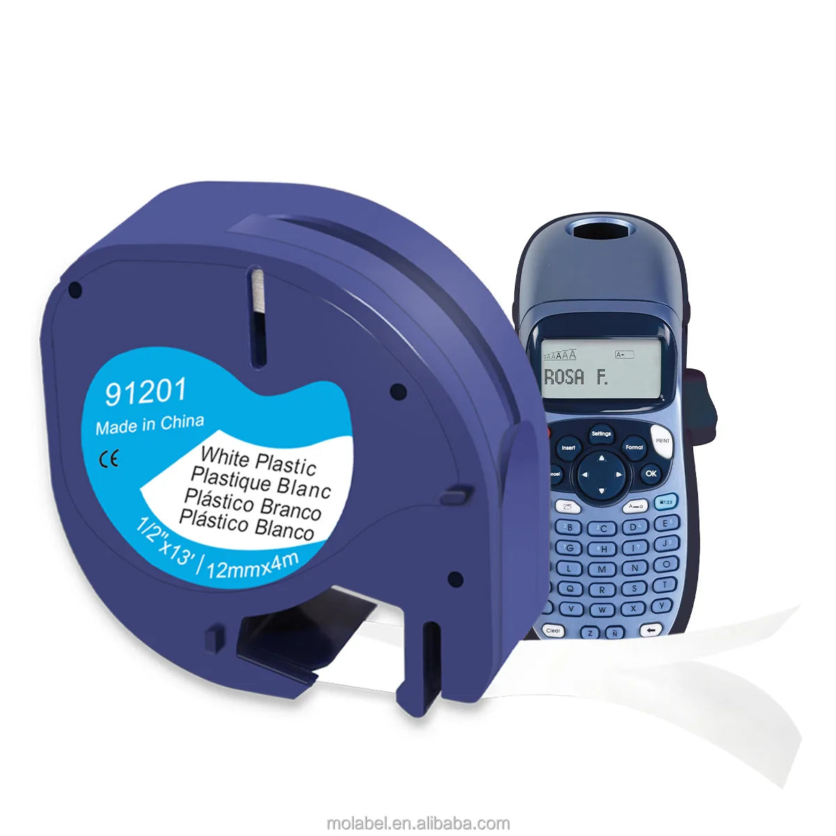 Dymo LetraTag Label Tape 91201/91221 LT Compatible Tape 12mm X 4m Black on White for LT Printer