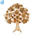 Hot Design Fashion Jewelry Women Brooches Gold Red Rhinestone Accessories Tree Brooch for Party Gifts