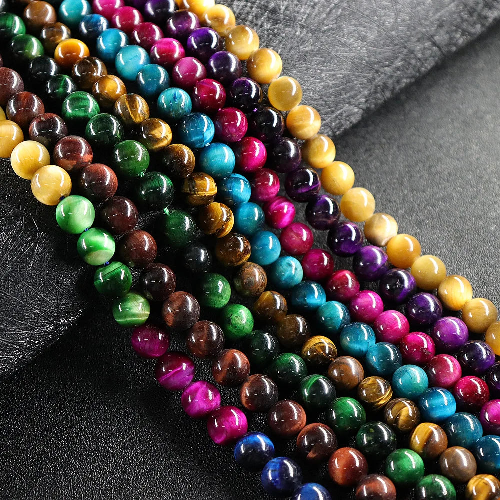 Semi-finished Beaded Handmade Diy Jewelry Accessories High Quality Genuine tiger Eye Natural Stone Round Beads 8mm