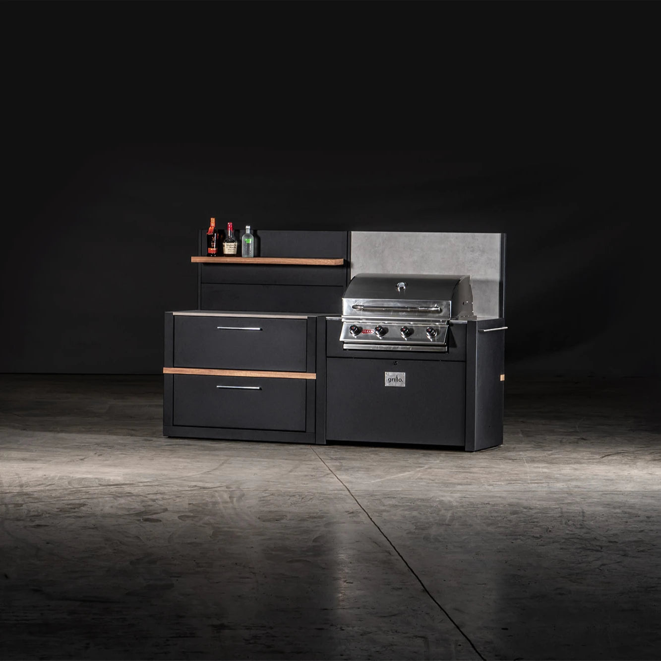 NICOCABINET Hot Sale Free-Welding BBQ Grill Modern Stainless Steel Villa Outdoor Kitchen Cabinets Granite Sink Gas Grill