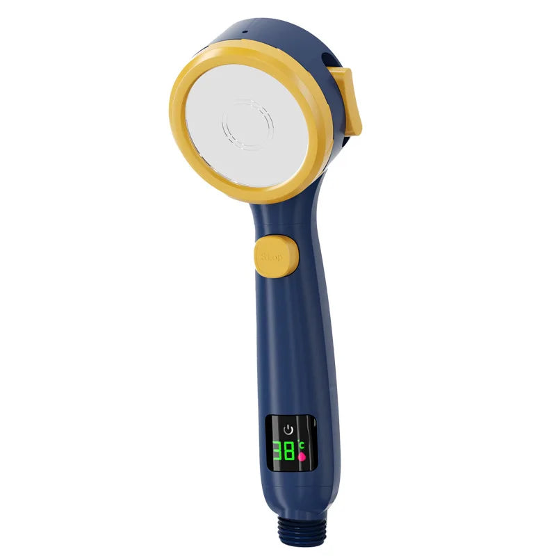 Temperature Digital Display Shower Head 4 Spraying Mode Bathroom Hand Held Shower Hand