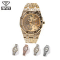 2025  Hot Selling Hexagon Alloy Stainless Steel Rhinestone  Iced Out Hip Hop Watch Full Iced Out Star Design Man Watch