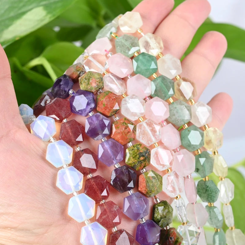 Wholesale Natural Crystal Loose Beads Faceted Gemstone Hexagram Shape Beads for Jewelry Making
