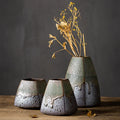 Ikebana Janpandi Style Oriental Wabi-Sabi Small Ceramic Tabletop Vase Bronze Glaze Antique Rustic Design for Plant Hydroponic