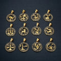 MECYLIFE Vintage Stainless Steel Horoscope Jewelry Pendant Men's 12 Zodiac Pendant