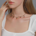 Rhinestone Shiny Cherry Necklace Gold Plated  Tennis Chain Cherry Pendant Bling  Collar Jewelry for Women Party