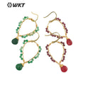 WT-E693 Amazing Wire Wrapped Natural Gemstone Drop Charming Earrings Unique Handmade Tiny Beads Earrings for Friend Gift
