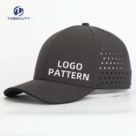 Custom Logo Men 6 Panel Laser Cut Hole Perforated Performance Water Proof Hat Waterproof Sport Baseball Cap Quick Dry Dad Gorras