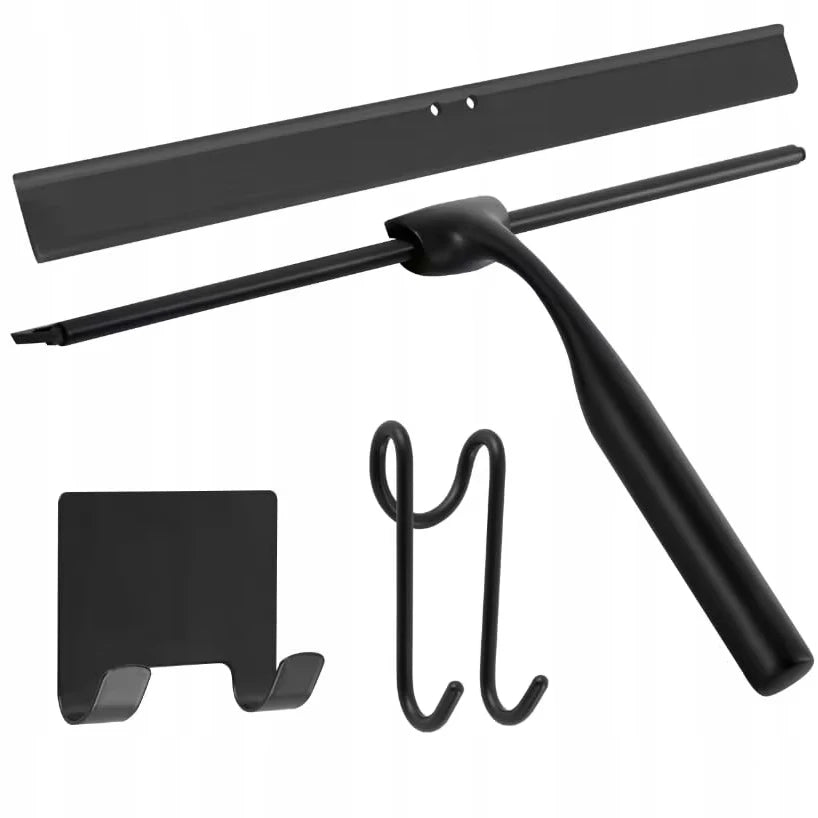 Aluminum Handle Shower Screen Squeegee with Cleaning Blade Wiper and Hanger Hook for Bathroom Window Glass Car Use