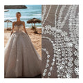 2023 Designer Luxury Wedding Dress Fabric Machine Beads Embroidery Beaded Lace Fabric