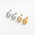 JOOLIM High End Luxury Waterproof 18K  Gold Plated Classic Micro  Stone Cz Pave Fine Stainless Steel Hoop Earring Jewelry Women