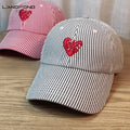 Landfond American Sports Cap Soft Top Baseball Cap Flat Embroidery Striped Cotton Fabric Custom Embroidery