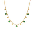 Custom 316l Stainless Steel Circle Emerald Zircon Pendant Gold Plated Necklace Green Natural Stone Tassels Jewelry