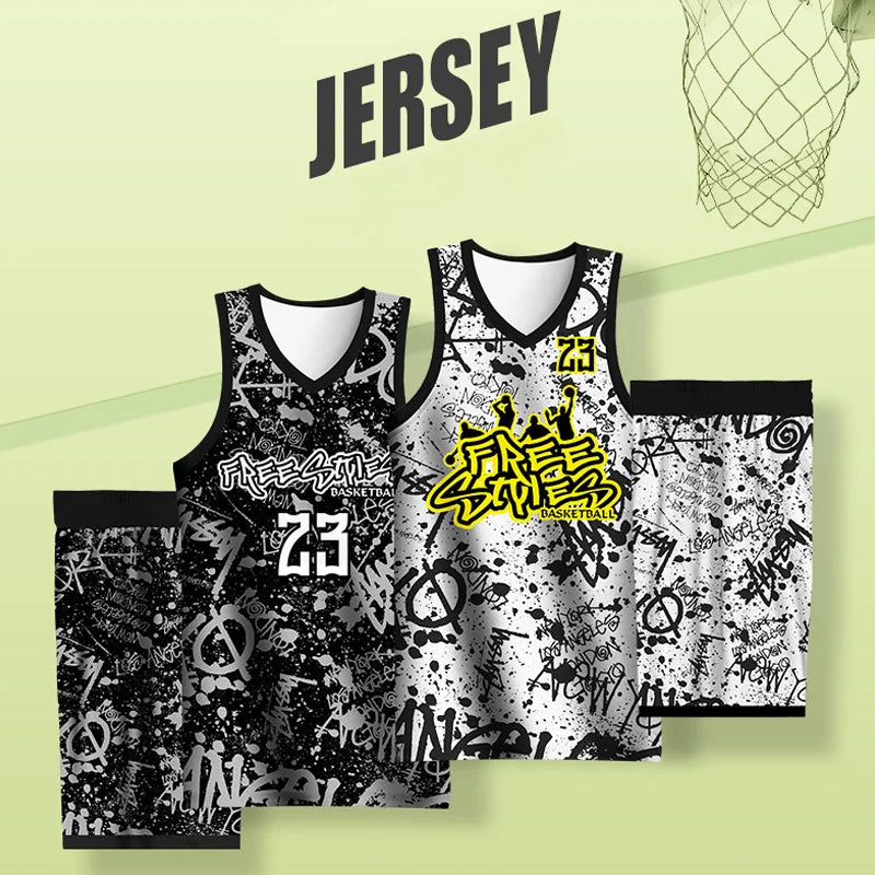 Basketball Sets Sublimation Digital Printed Team Name Number Logo Jerseys Shorts Uniforms Street Style Training Tracksuits Male