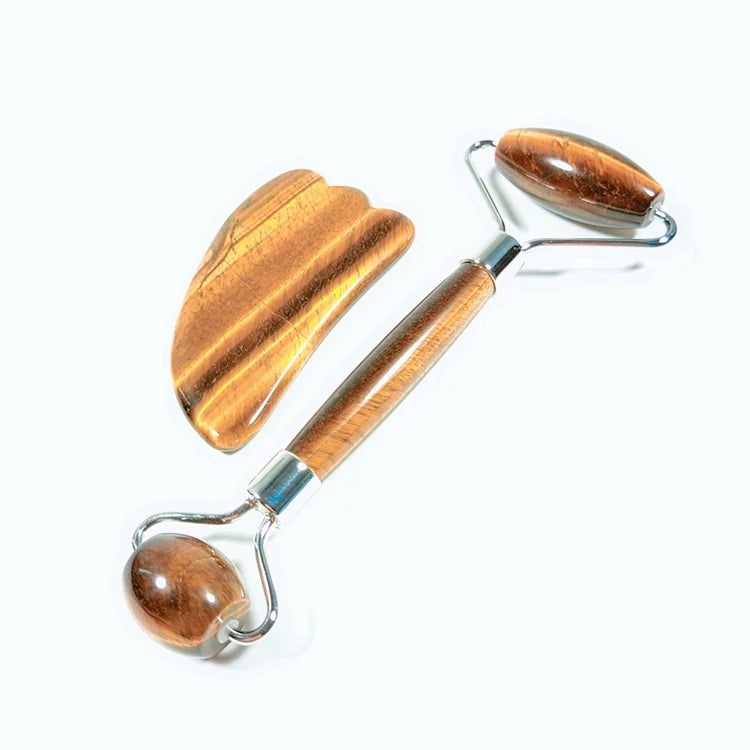 DIY OEM Private Label DIY Metal Welded Natural Yellow Tiger Eye Pink Jade Roller for Face