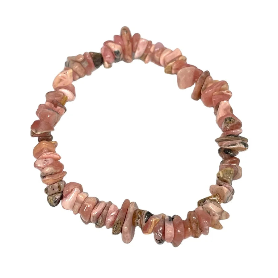 Pink Natural Stone Bracelets Women Healing Crystal Gravel Stone Rhodochrosite Chips Bracelet Jewelry