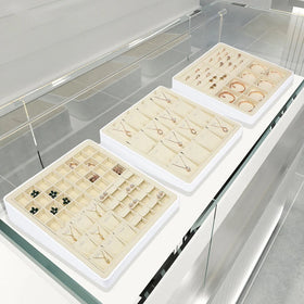 Luxury Diamond Crystal Microfiber Jewelry Organizer Display Stand Necklace Ring Display Set for Jewelry showcase Cabinet