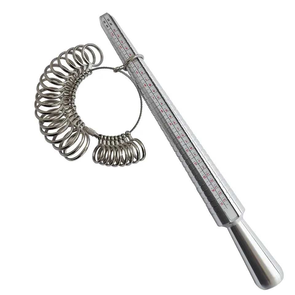 Standard Jewelry Measuring Tools Metal Ring Size Measuring Instrument Ring Sizer Tool Finger Sizer Gauge Ring Mandrel Stick Kit