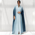 2025 New Muslim Summer Ombre Abaya New Model Pour Femme for Women Bat Sleeve Pleated Abaya Elegant Gradient Fabrics