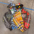 US Free Tax Streetwear Custom Patch Embroidery Cotton Patchwork Plaid Diamonds Rhinestone Waffle Boxy Cropped Zipper Hoodie