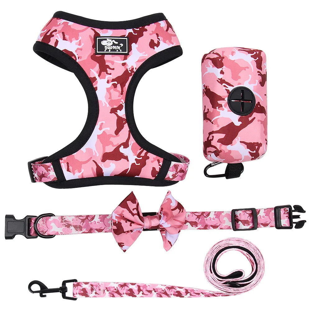 Hot Design Dog Harness Set Sublimation Print Custom Personalized No Pull Pet Supplies Luxury Dog Harness Leash and Collar Set