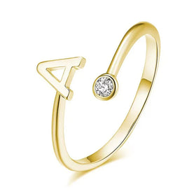 DY Micro-inset Exquisite Zircon 26 English Letter Ring Opening Adjustable Custom Ring