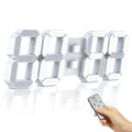 EMAF Home Decoration Large Luminous Office Gym Remote Control 3d Wall Led Alarm Digital Clock White Number Time LED Wall Clock