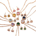 Fashion Luxury New Design Temperament Heart Love Shaped Zircon Pendant Necklace Earrings Jewelry Set for Women