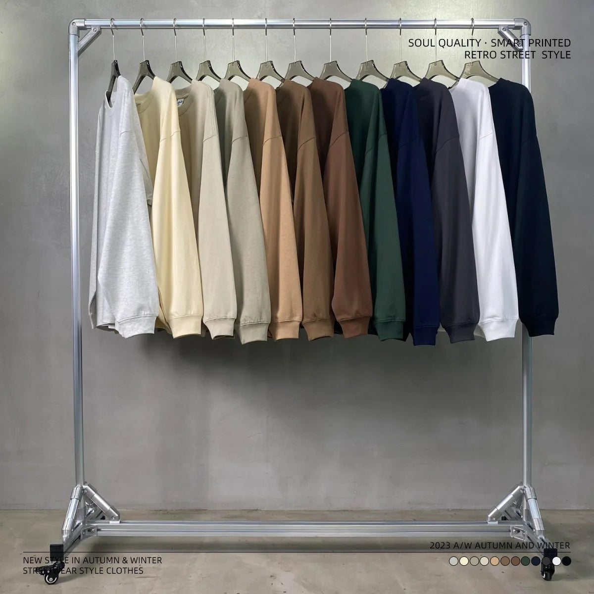 100% Cotton T-Shirt Long-Sleeved and Comfortable Oversized Casual Style for Fall Basic High Street Design