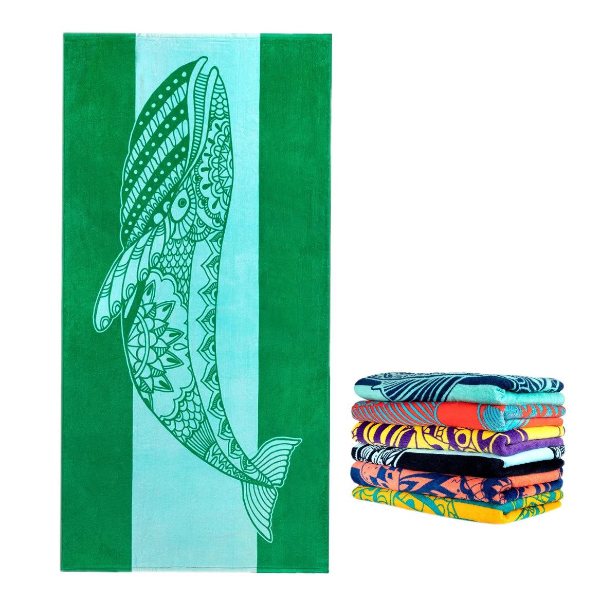 OEM Customized Double Sided Printed Cotton Velour Summer Beach Towels Personalized with Logo