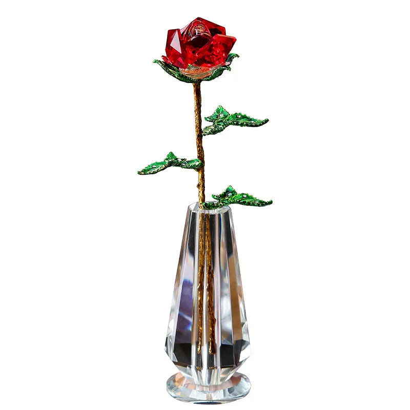 HZ Customize Gifts Exquisite Carved Quartz Carving Glass Crystal Rose Flower For Wedding
