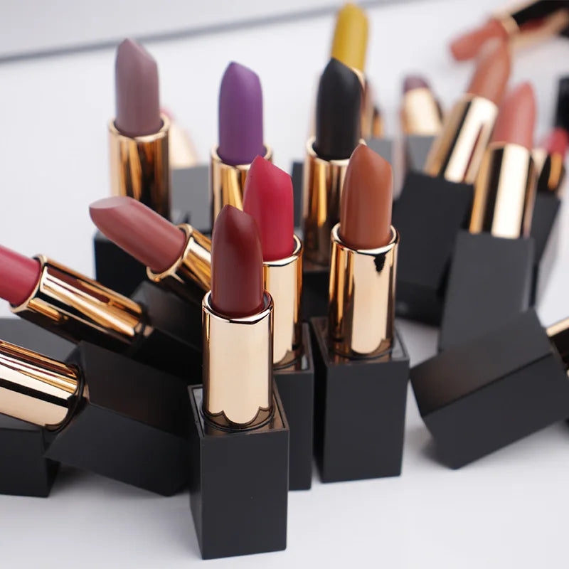Hot Selling Vegan Premium Lipstick 25 Popular Colors Matte Cream Mineral Lipstick Long Lasting with Private Label